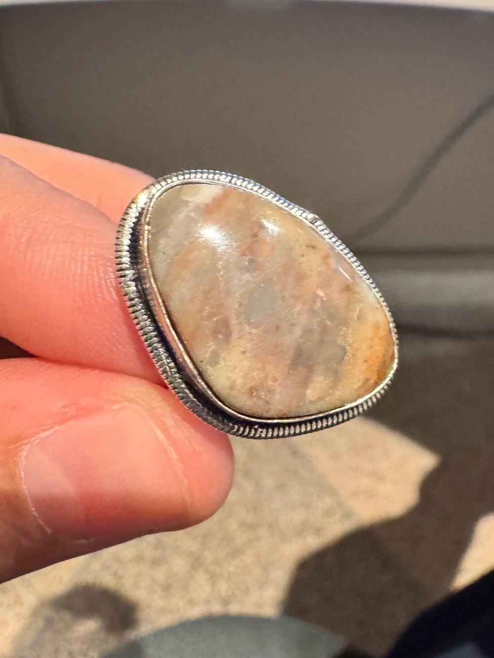 Agate stone 925 plated Ring size 8